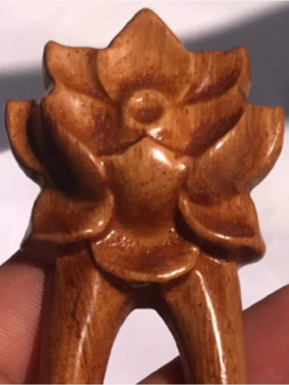 ❤️ 2 Handcarved Wood Hair Fork Owl Lotus Floral Carving Natural Brown Solid Wood